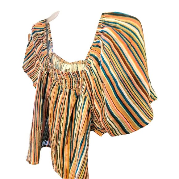 Striped Top 100% Cotton Sleep Shirt Lounge Summer Womans XL 16/18 JH1728 - Picture 2 of 4